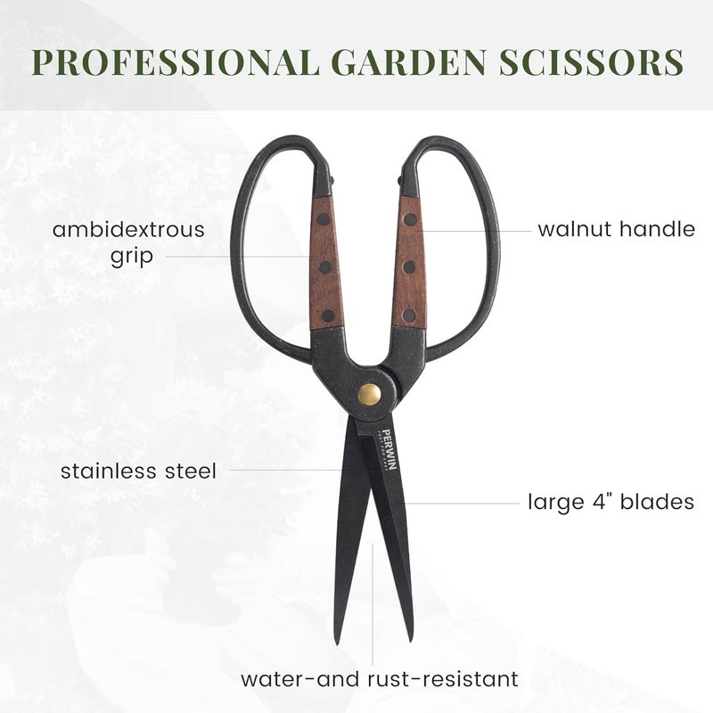 PERWIN Garden Flower Bonsai Scissors,Walnut Wide Handles Pruning Gardening Scissors Floral Shears for Gardening,Succulent Harvest, and Precision Plant Trimming Care - Image 4